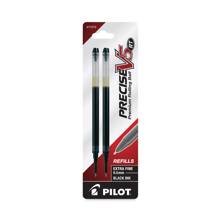 Refill For Pilot Precise V5 Rt Rolling Ball, Extra-Fine Conical Tip, Black Ink, 2/pack
