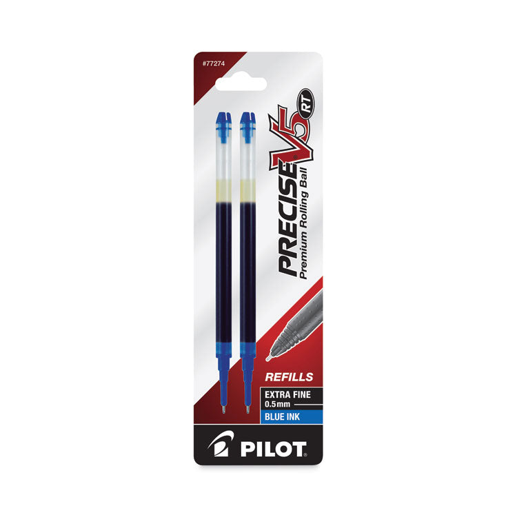 Refill For Pilot Precise V5 Rt Rolling Ball, Extra-Fine Conical Tip, Blue Ink, 2/pack