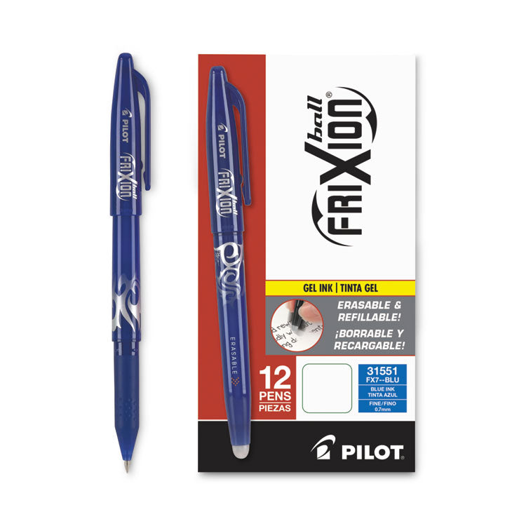 Frixion Ball Erasable Gel Pen, Stick, Fine 0.7 Mm, Blue Ink, Blue Barrel