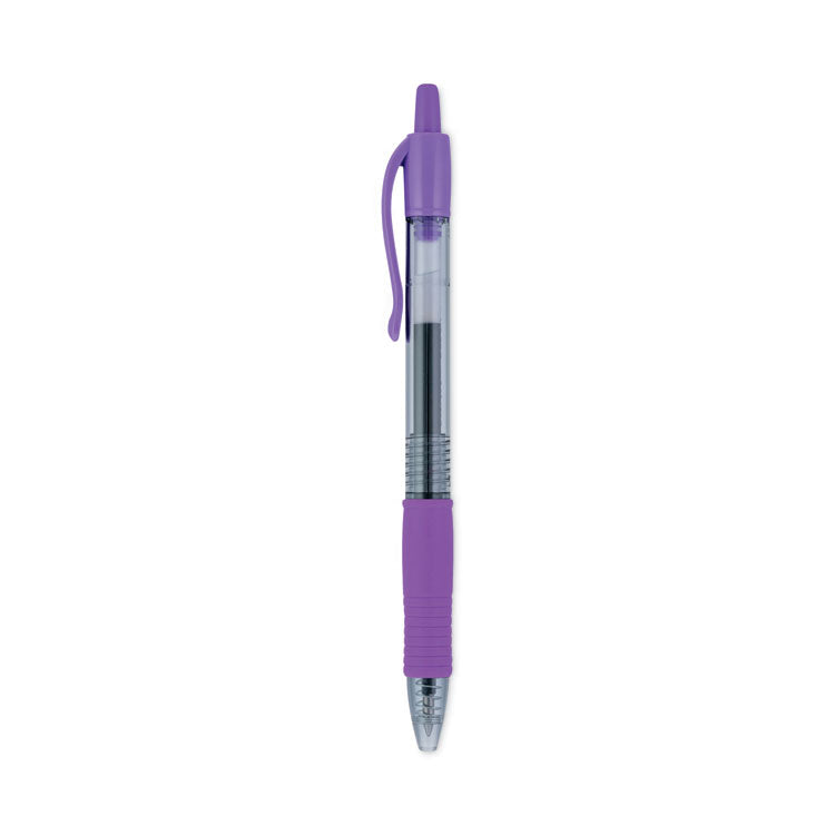G2 Premium Gel Pen, Retractable, Fine 0.7 mm, Purple Ink, Smoke/Purple Barrel, Dozen