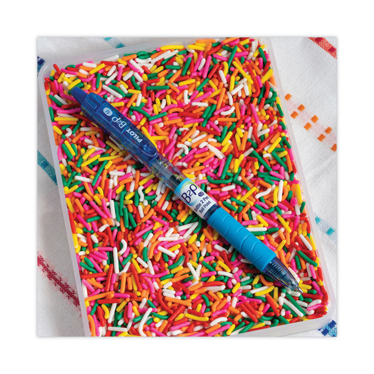 B2p Bottle-2-Pen Recycled Ballpoint Pen, Retractable, Medium 1 Mm, Blue Ink, Translucent Blue Barrel, Dozen