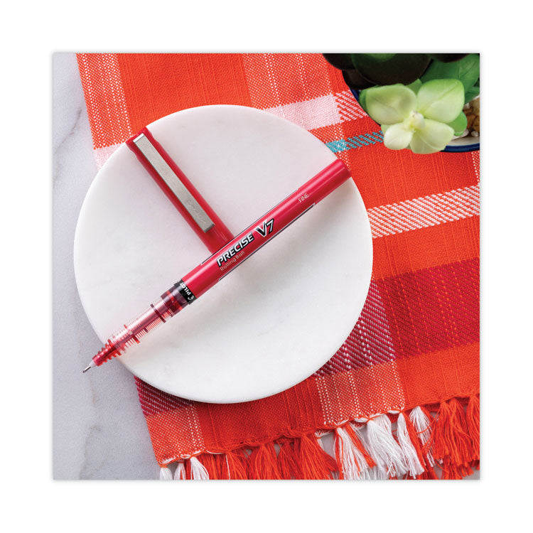 Precise V7 Rollerball Pen, Stick, Fine 0.7 mm, Blue Ink, Blue/Clear Barrel, Dozen