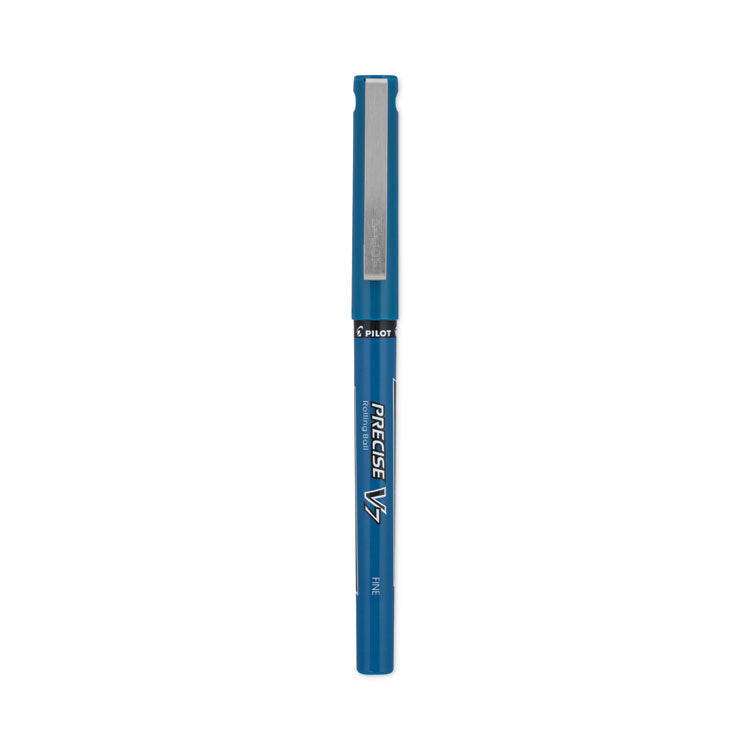Precise V7 Rollerball Pen, Stick, Fine 0.7 mm, Blue Ink, Blue/Clear Barrel, Dozen
