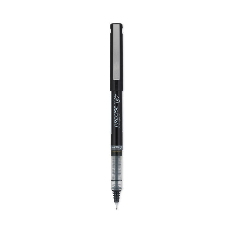 Precise V7 Rollerball Pen, Stick, Fine 0.7 mm, Black Ink, Black/Clear Barrel, Dozen