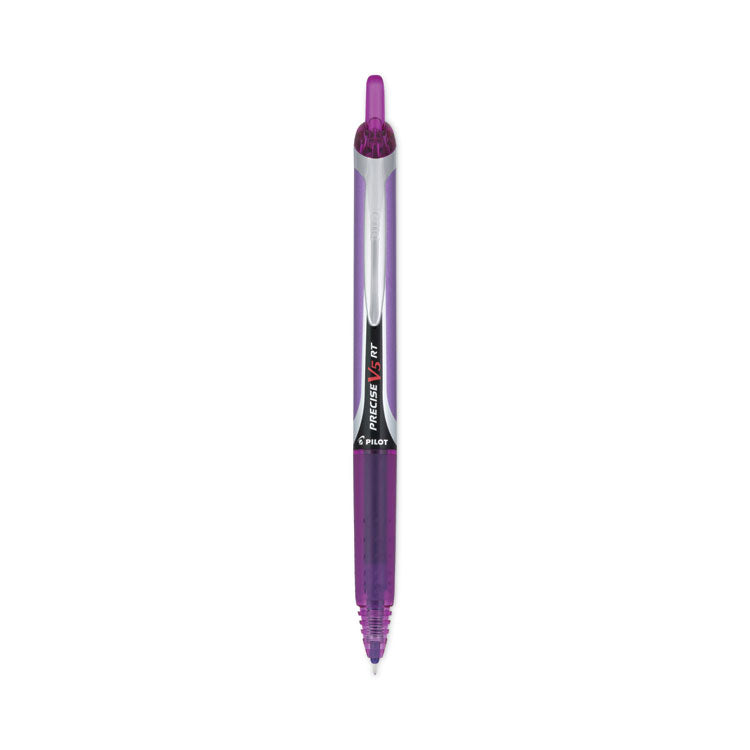Precise V5RT Rollerball Pen, Retractable, Extra-Fine 0.5 mm, Purple Ink, Purple Barrel
