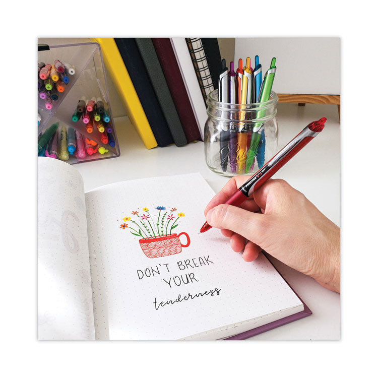 Precise V5RT Rollerball Pen, Retractable, Extra-Fine 0.5 mm, Red Ink, Red Barrel