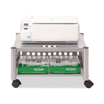 Underdesk Machine Stand, Metal, 2 Shelves, 90 lb Capacity, 21.5" x 17.88" x 11.5", Matte Gray