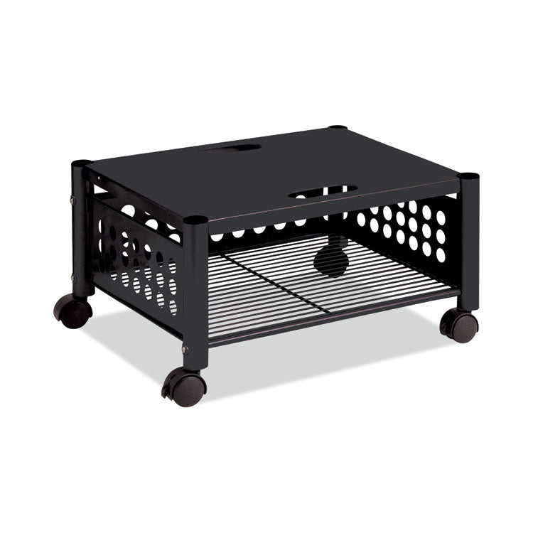 Underdesk Machine Stand, Metal, 2 Shelves, 90 lb Capacity, 21.5" x 17.88" x 11.5", Black