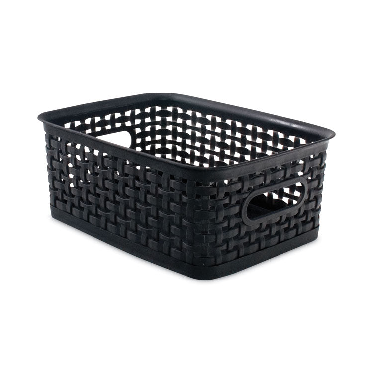 Plastic Weave Bin, Small, 10" X 7.5" X 4", Black