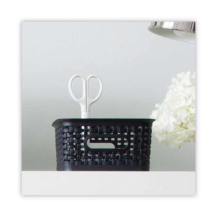 Plastic Weave Bin, Small, 10" X 7.5" X 4", Black
