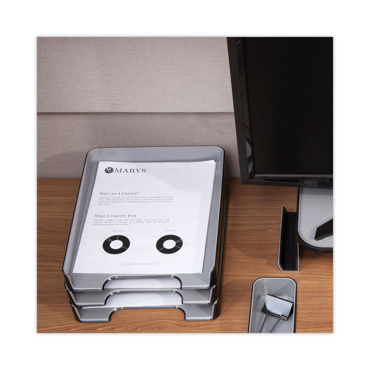 Fusion Letter Tray, 1 Section, Letter Size Files, 9.75" x 12.5" x 1.75", Black