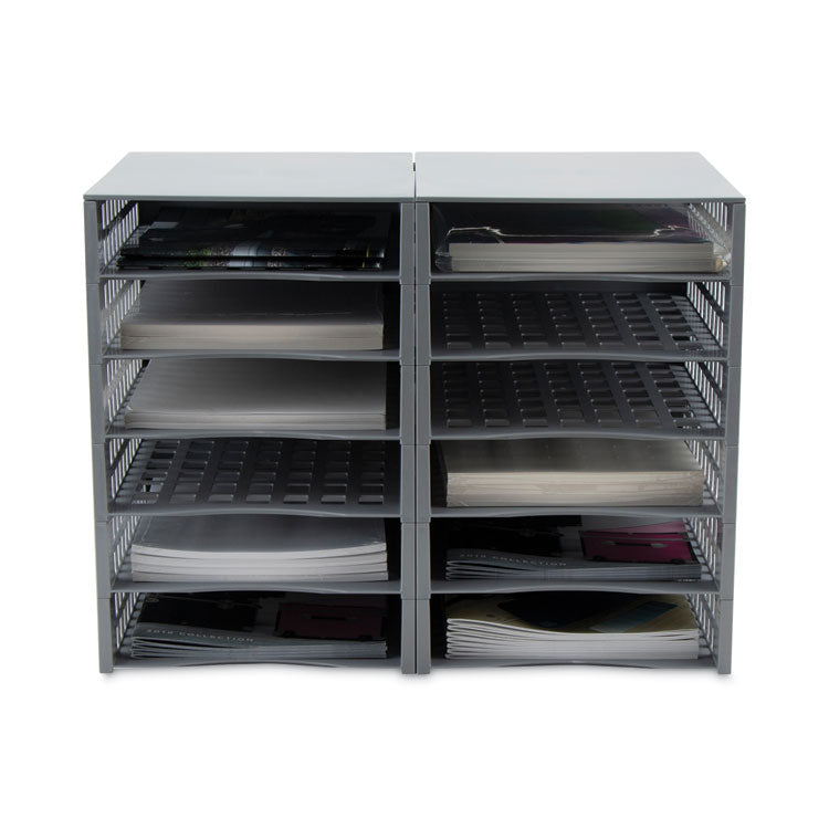 Snap Configurable Tray System, 12 Compartments, 22.75 x 9.75 x 13, Gray