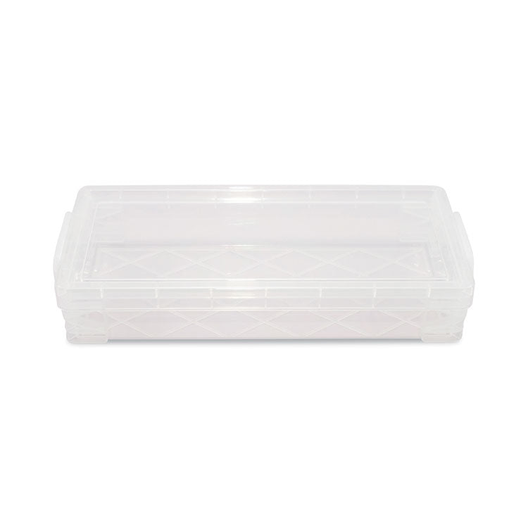 Super Stacker Pencil Box, 8.25" x 3.75" x 1.5", Clear