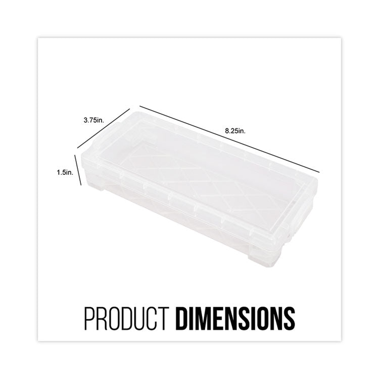 Super Stacker Pencil Box, 8.25" x 3.75" x 1.5", Clear