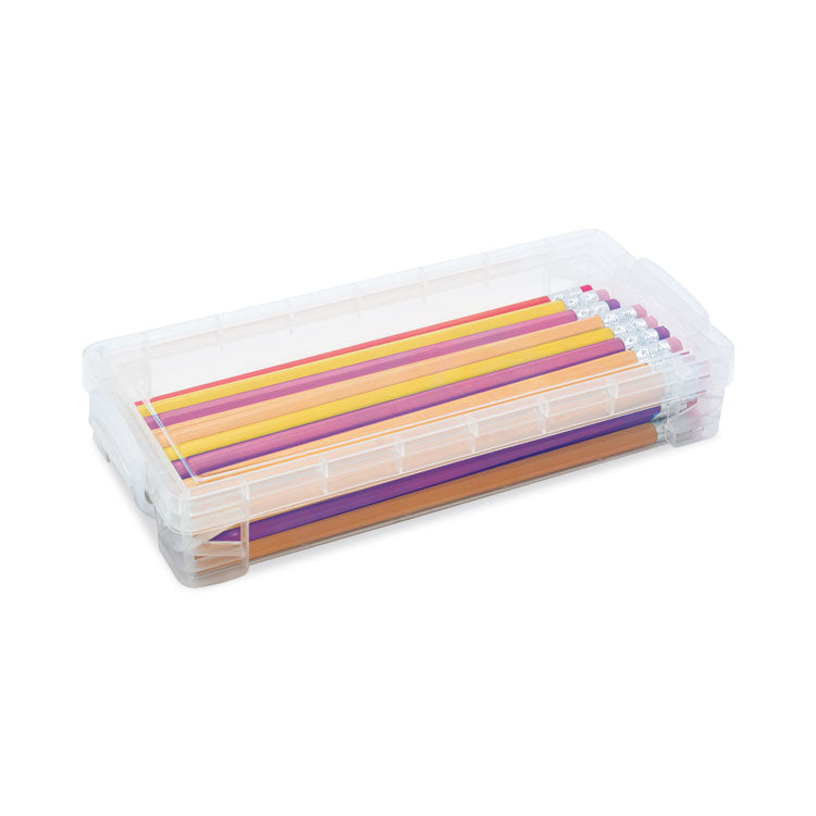 Super Stacker Pencil Box, 8.25" x 3.75" x 1.5", Clear
