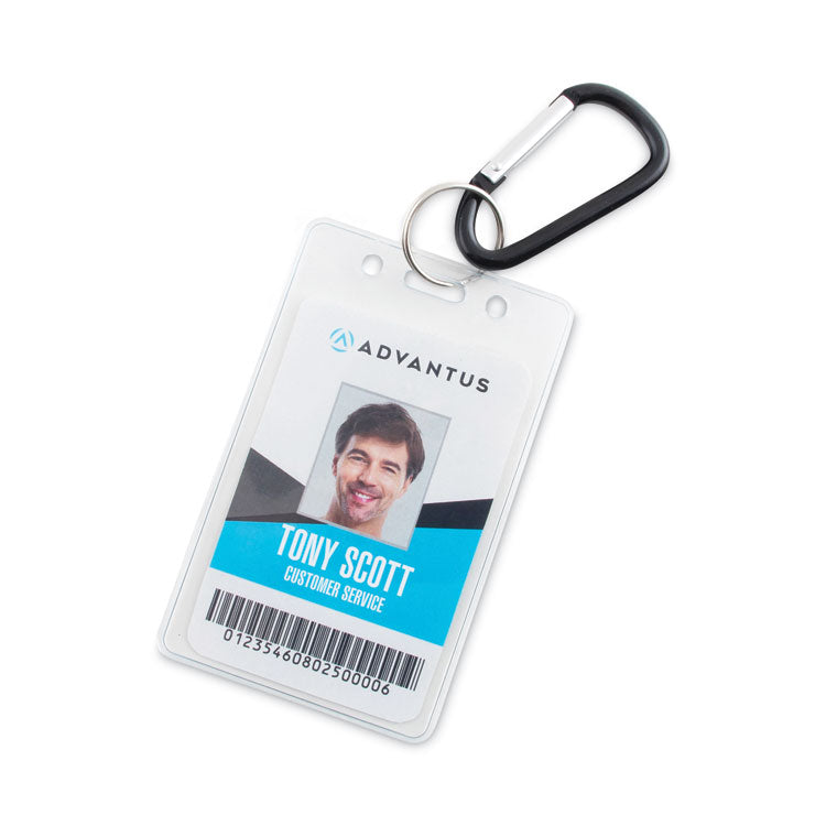 Carabiner Key Chains, (10) 1" x 2" Black Carabiners, (10) 1" dia Silver Key Rings, Aluminum