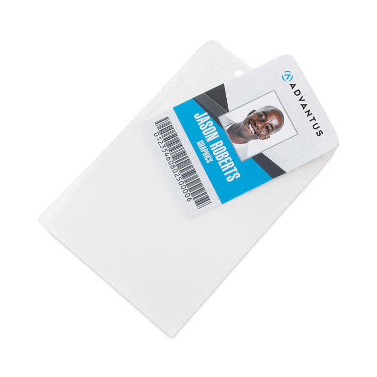 PVC-Free Badge Holders, Vertical, Clear 3.5" x 5.13" Holder, 3.13" x 4.5" Insert, 50/Pack