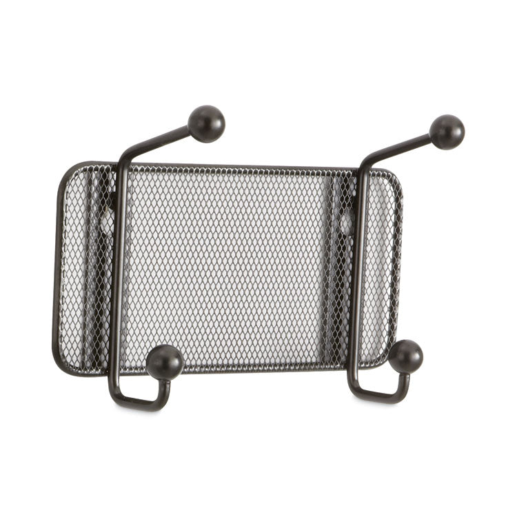 Onyx Mesh Wall Racks, 2-Hook, 8.5w x 3d x 5.5h, Black