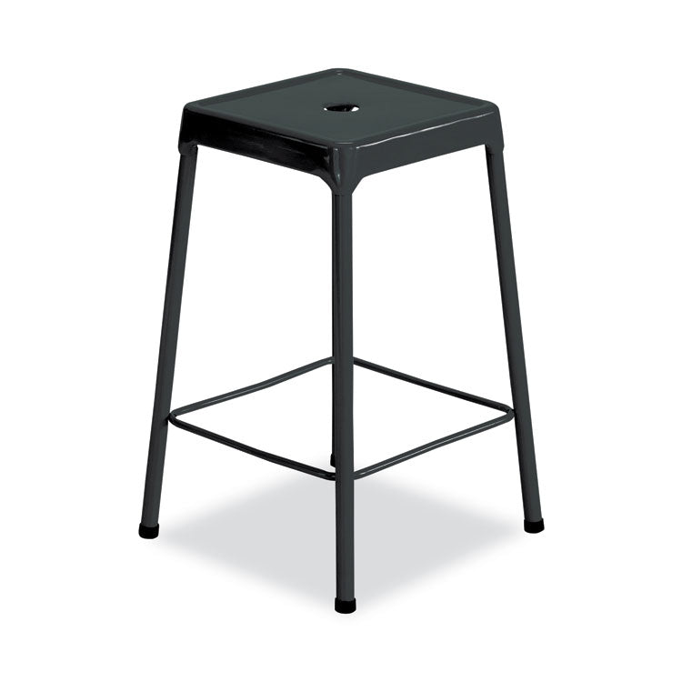 Counter-Height Steel Stool, Backless, Supports Up To 250 Lb, 25" Seat Height, Black