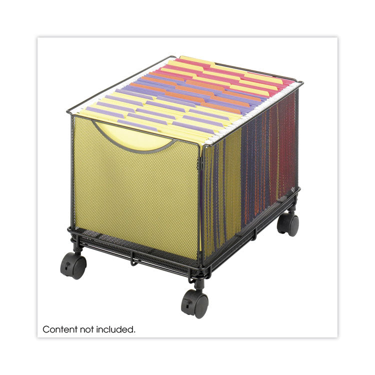 Onyx Mesh Mobile File Cube, Metal, 1 Bin, 13.5" x 16.75" x 13", Black