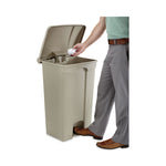 Large Capacity Plastic Step-On Receptacle, 23 gal, Plastic, Tan