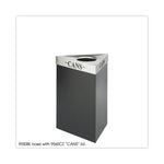 Trifecta Waste Receptacle, 26" High Base, 15 gal, Steel, Black