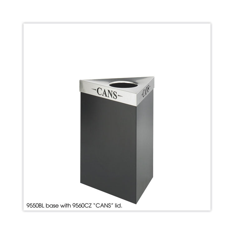 Trifecta Waste Receptacle, 26" High Base, 15 gal, Steel, Black