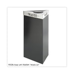 Trifecta Waste Receptacle, 34" High Base, 19 gal, Steel, Black