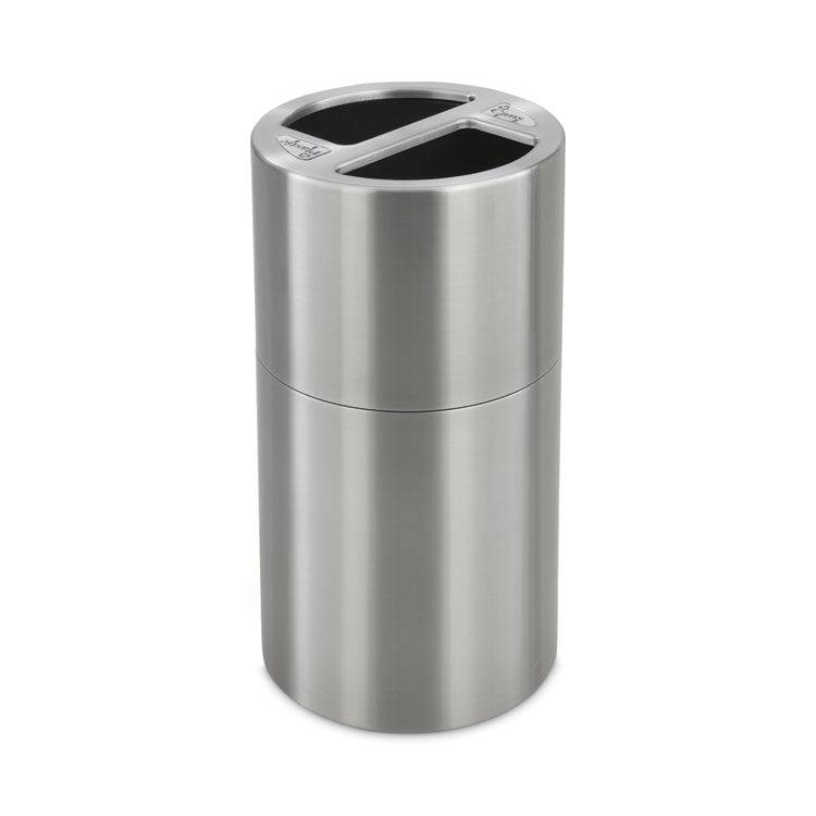 Dual Recycling Receptacle, 30 gal, Steel, Stainless Steel