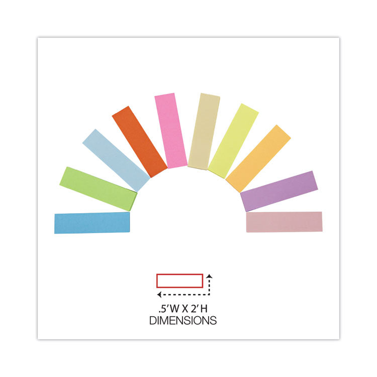 Self-Stick Page Tabs, 0.5" x 1.75", Assorted Colors, 500/Pack