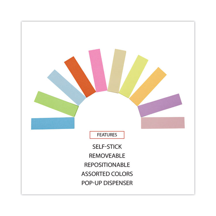 Self-Stick Page Tabs, 0.5" x 1.75", Assorted Colors, 500/Pack