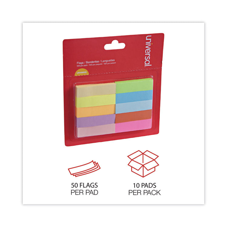 Self-Stick Page Tabs, 0.5" x 1.75", Assorted Colors, 500/Pack