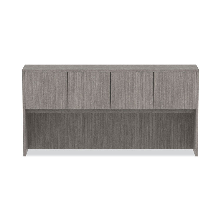 Alera Valencia Series Hutch with Doors, 4 Compartments, 70.63w x 15d x 35.38h, Gray