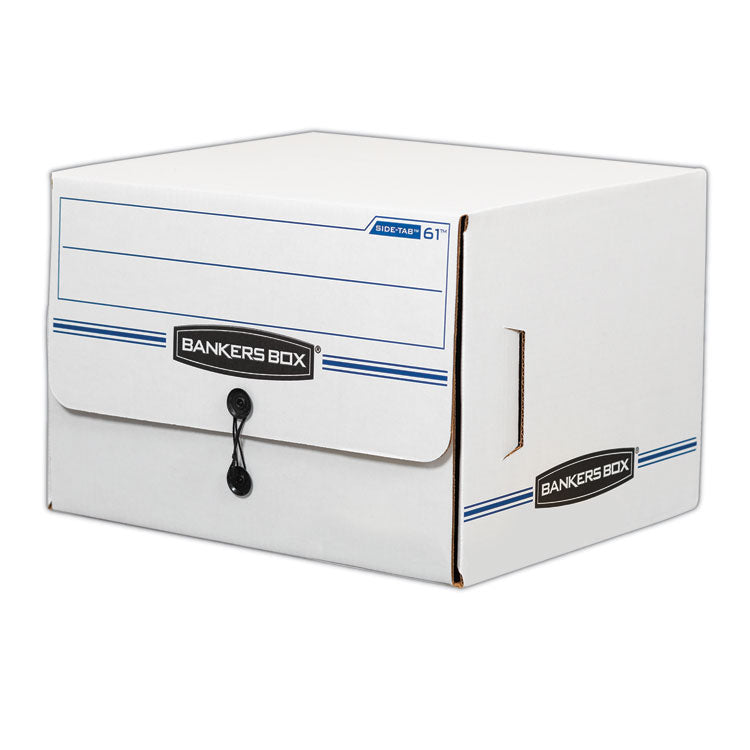 Side-Tab Storage Boxes, Letter Files, White/blue, 12/carton