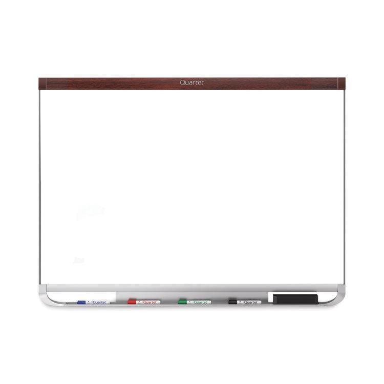 Prestige 2 DuraMax Magnetic Porcelain, 48" x 36", White Surface, Mahogany Finished Fiberboard/Plastic Frame