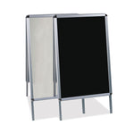 Reversible Wet Erase Sign Board, Black 23" x 33" Surface, Satin Aluminum Frame, 24" x 24" x 42"