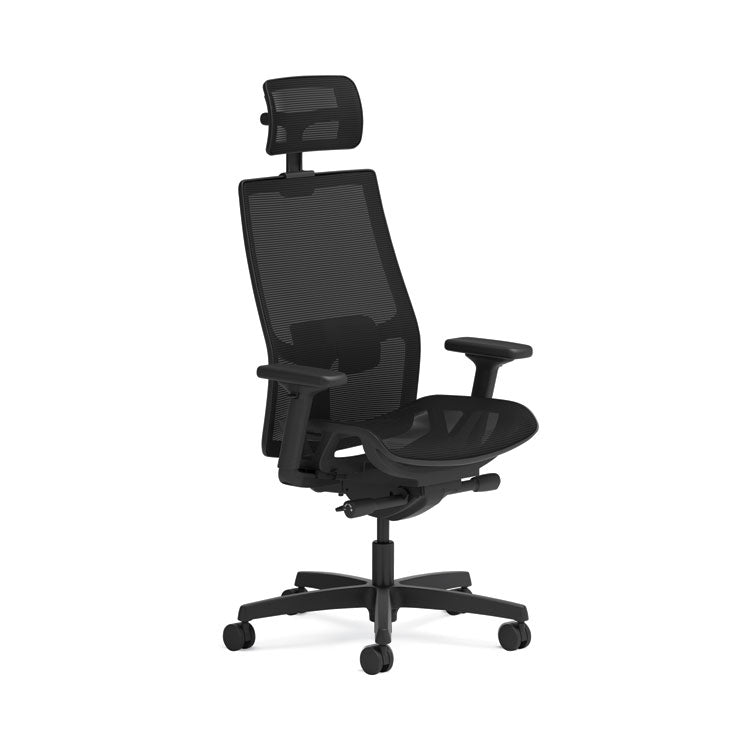 Ignition 2.0 4-Way Stretch Mesh Back/Seat Task Chair with Headrest, Supports Up to 300 lbs, 17" to 21" Seat, Black Seat/Base