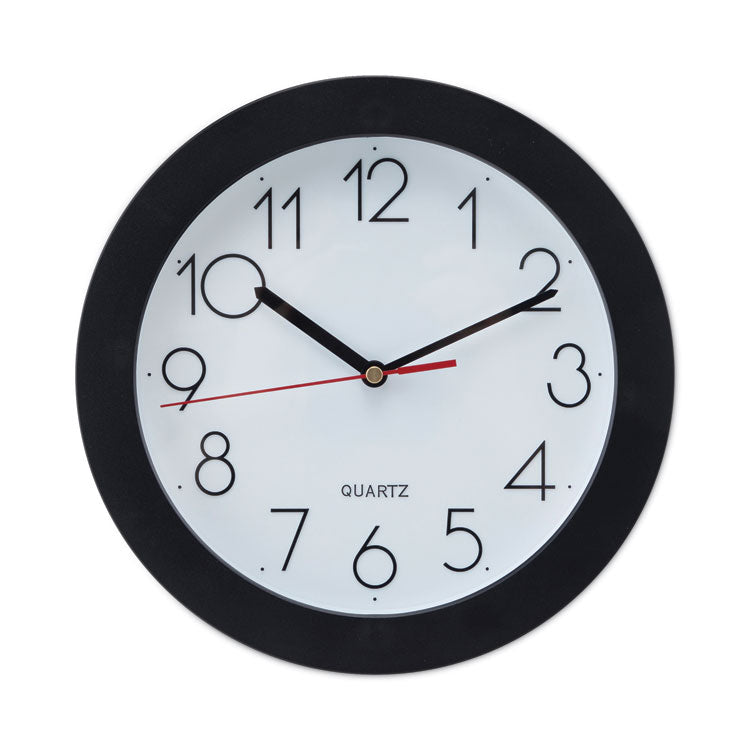 Bold Round Wall Clock, 9.75" Overall Diameter, Black Case, 1 Aa (sold Separately)