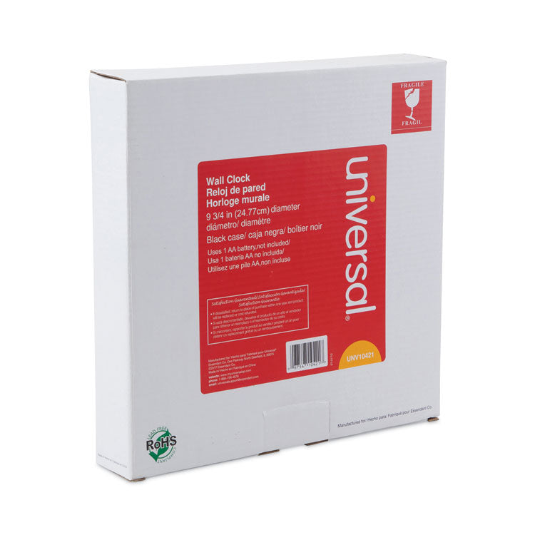 Bold Round Wall Clock, 9.75" Overall Diameter, Black Case, 1 Aa (sold Separately)