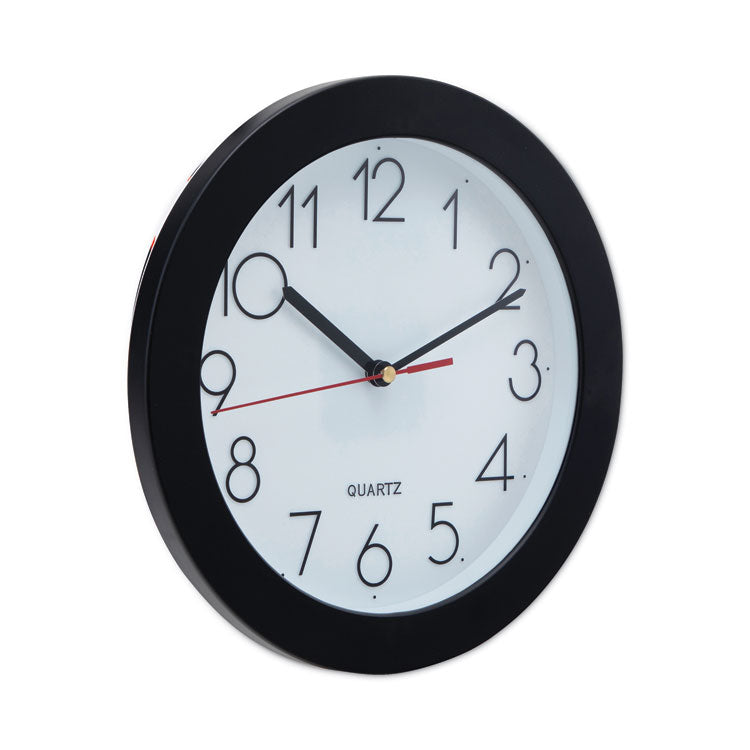 Bold Round Wall Clock, 9.75" Overall Diameter, Black Case, 1 Aa (sold Separately)