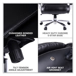Alera Maxxis Series Big/Tall Bonded Leather Chair, Supports 500 lb, 19.7" to 25" Seat Height, Black Seat/Back, Chrome Base