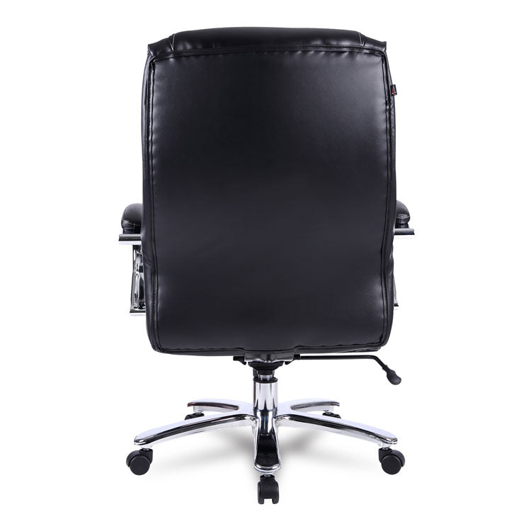 Alera Maxxis Series Big/Tall Bonded Leather Chair, Supports 500 lb, 19.7" to 25" Seat Height, Black Seat/Back, Chrome Base