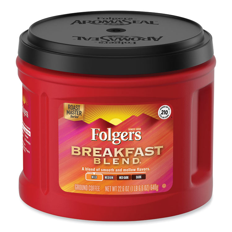 Breakfast Blend Ground Coffee, 22.6 oz Canister