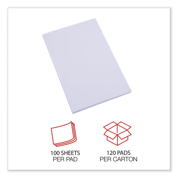 Scratch Pad Value Pack, Unruled, 4 x 6, White, 100 Sheets, 120/Carton