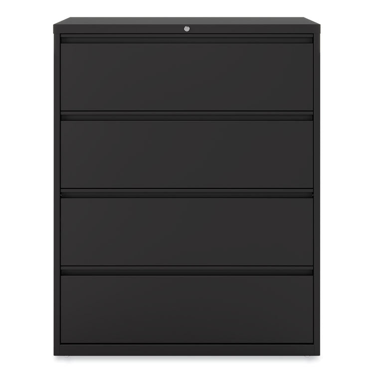 Lateral File, 4 Legal/Letter-Size File Drawers, Black, 42" x 18.63" x 52.5"