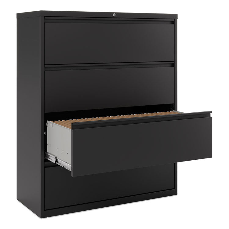 Lateral File, 4 Legal/Letter-Size File Drawers, Black, 42" x 18.63" x 52.5"