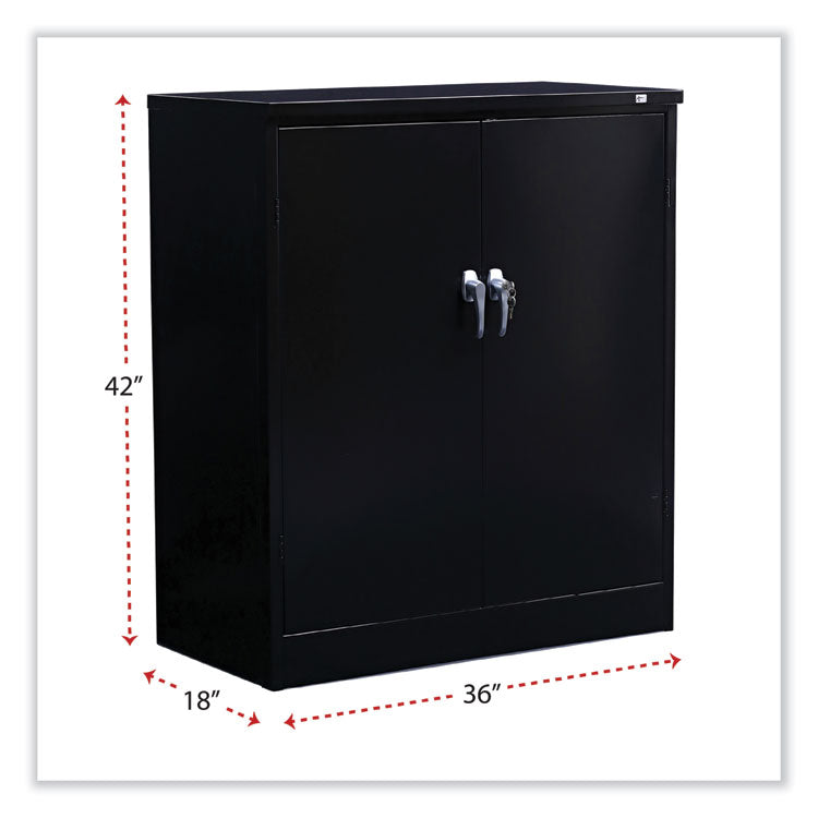 Assembled 42" High Heavy-Duty Welded Storage Cabinet, Two Adjustable Shelves, 36w X 18d, Black
