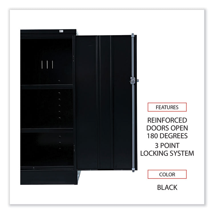 Assembled 42" High Heavy-Duty Welded Storage Cabinet, Two Adjustable Shelves, 36w X 18d, Black