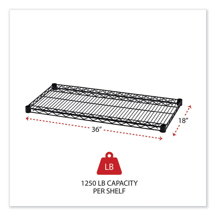 Industrial Wire Shelving Extra Wire Shelves, 36w X 18d, Black, 2 Shelves/carton