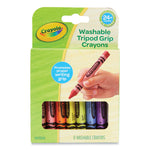 Washable Tripod Grip Crayons, Assorted Colors, 8/Pack
